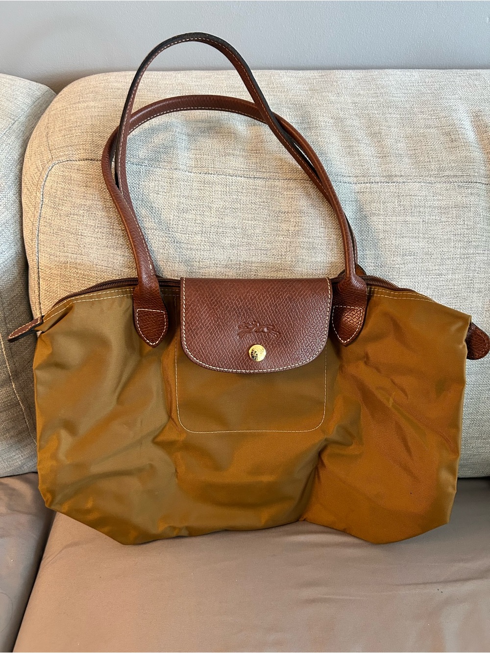 Longchamp Le Pliage Original Medium Shoulder Tote – Khaki/Brown